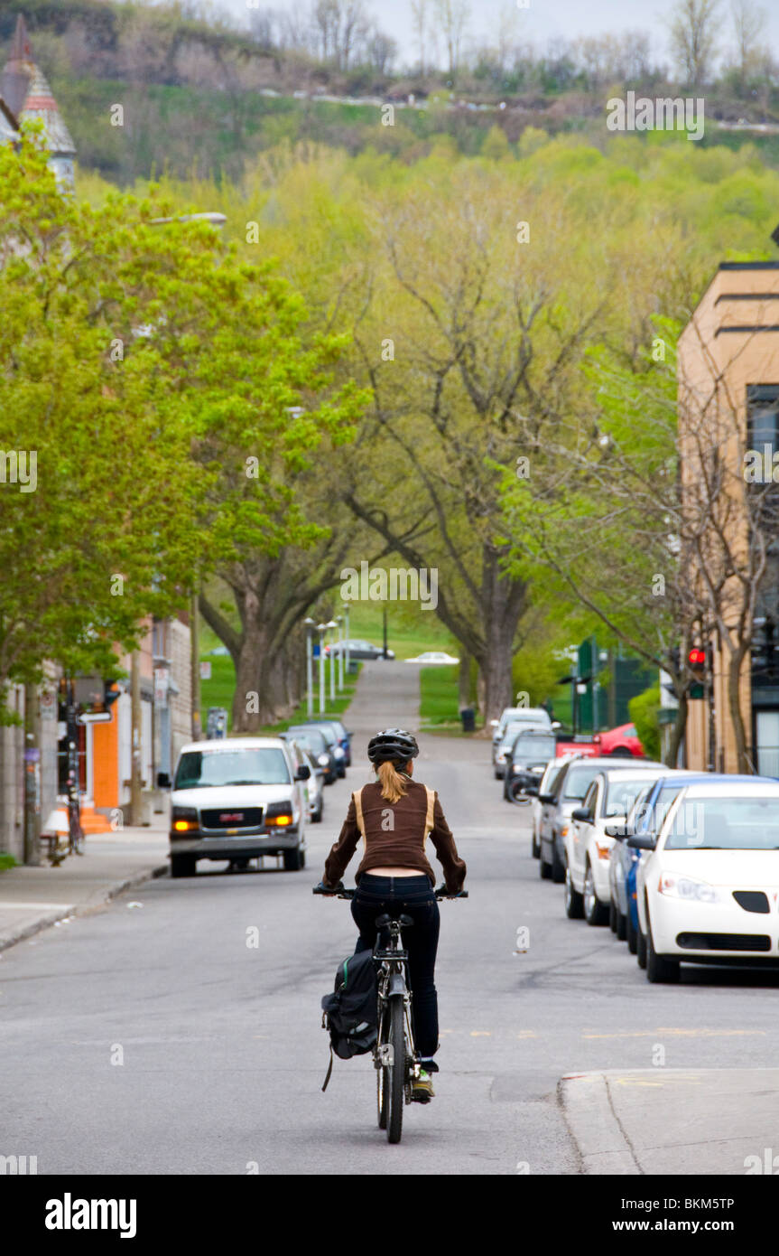 Radfahren-Plateau Mont-Royal-Montreal Stockfoto