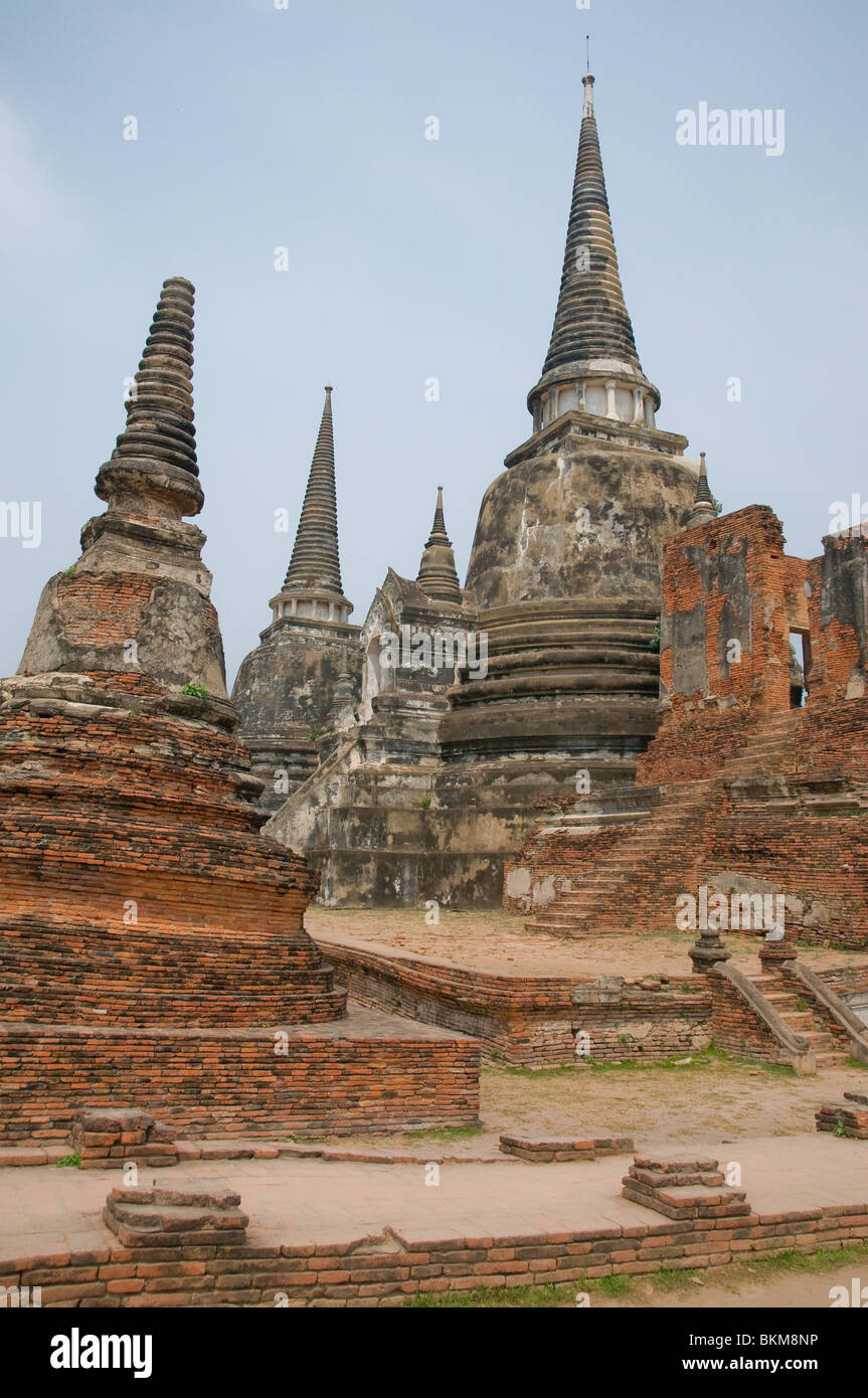 Ayutthaya, 1351 gegründet und im Jahre 1767, beschädigt war Hauptstadt des siamesischen Reiches, die letztlich Moderntag Thailand wurde. Stockfoto