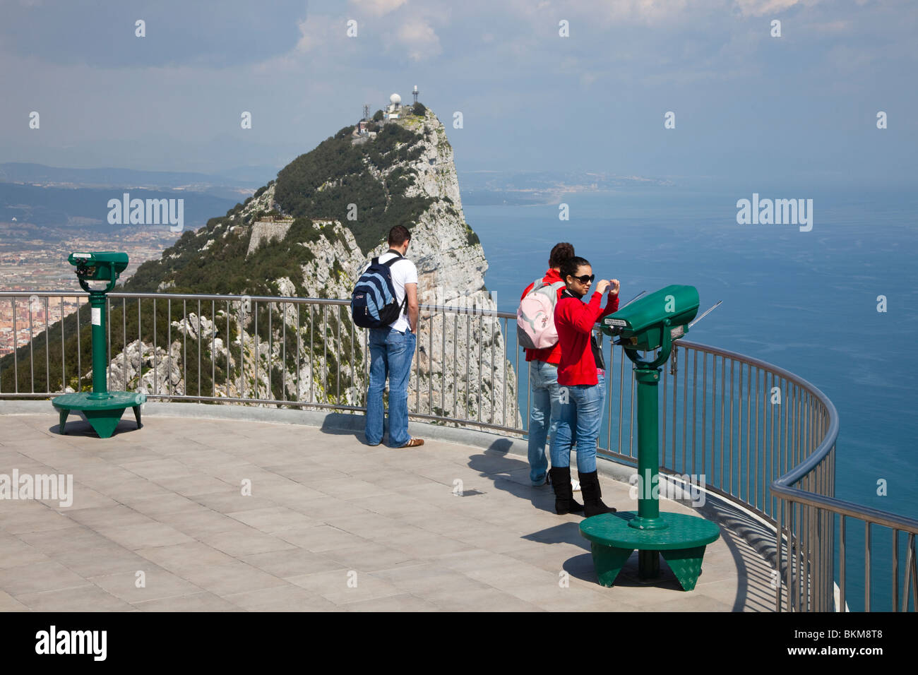 Anzeigen und Aussichtsplattform auf dem Oberen Felsen von Gibraltar Stockfoto