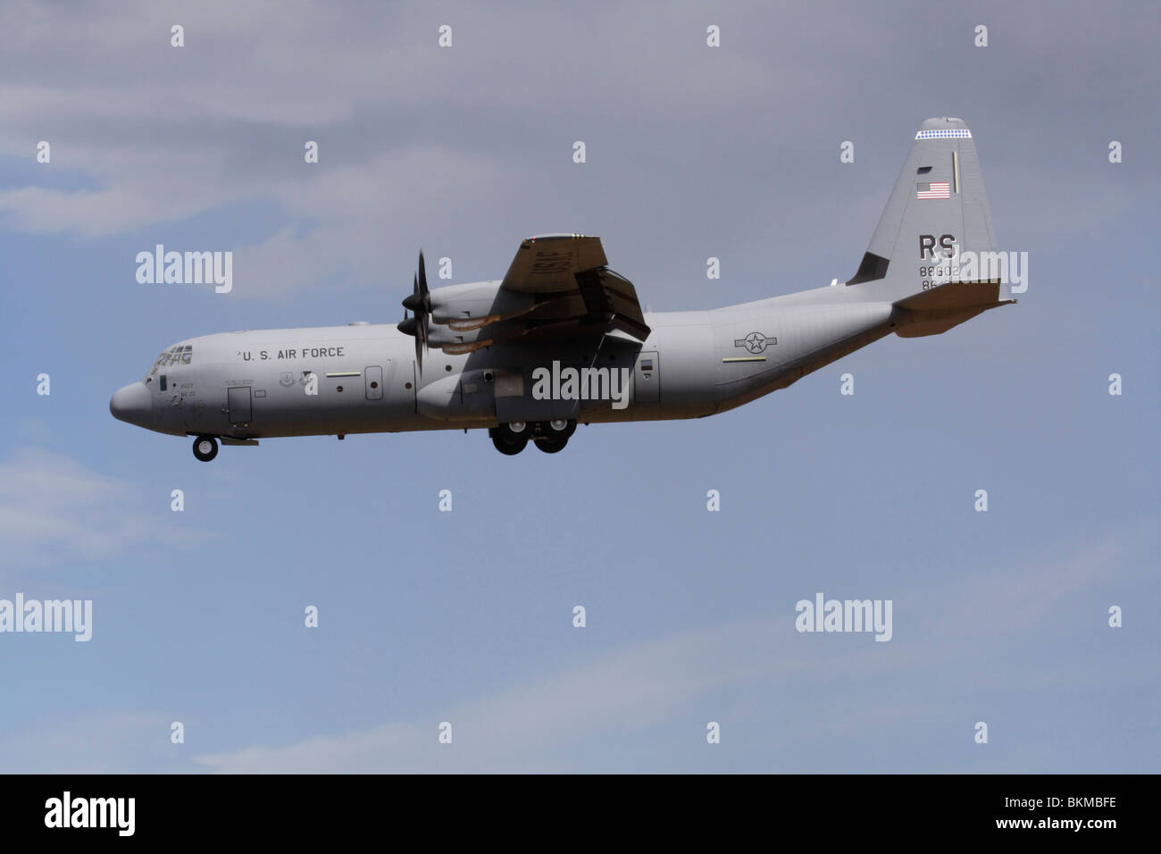 US Air Force Lockheed Martin C-130J-30 Hercules Transportflugzeug. Military Air Transport. Stockfoto