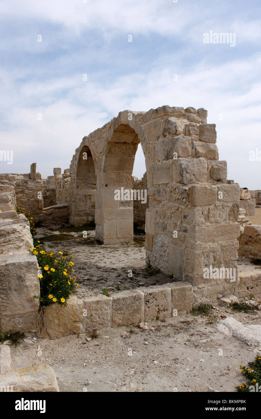 DER BISCHOFSPALAST IN DER FRÜHCHRISTLICHEN BASILIKA. KOURION ZYPERN. Stockfoto