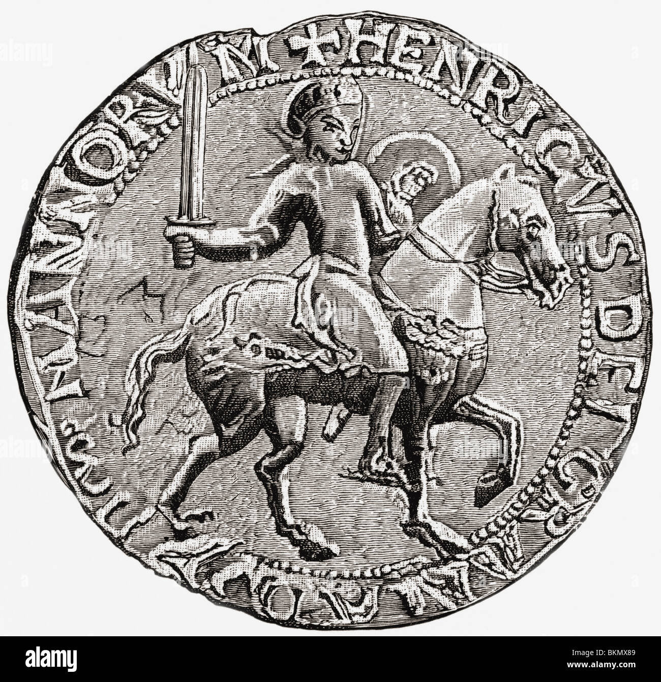 Großes Siegel von Henry I. Henry I, c. 1068 - 1135. König von England. Stockfoto