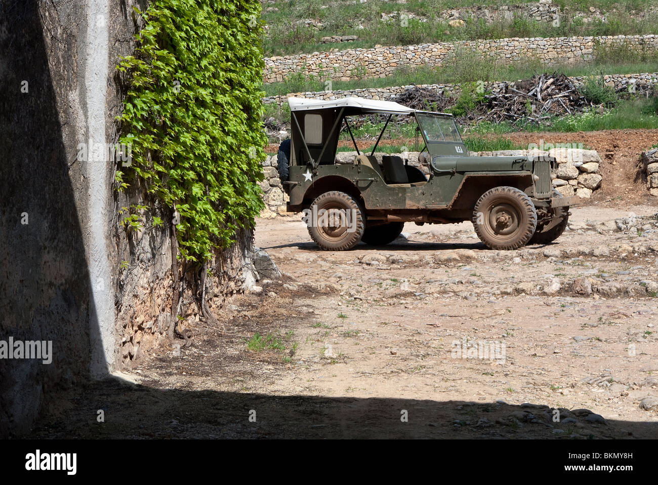 WWII Willy US Army Jeep in Frankreich Stockfoto
