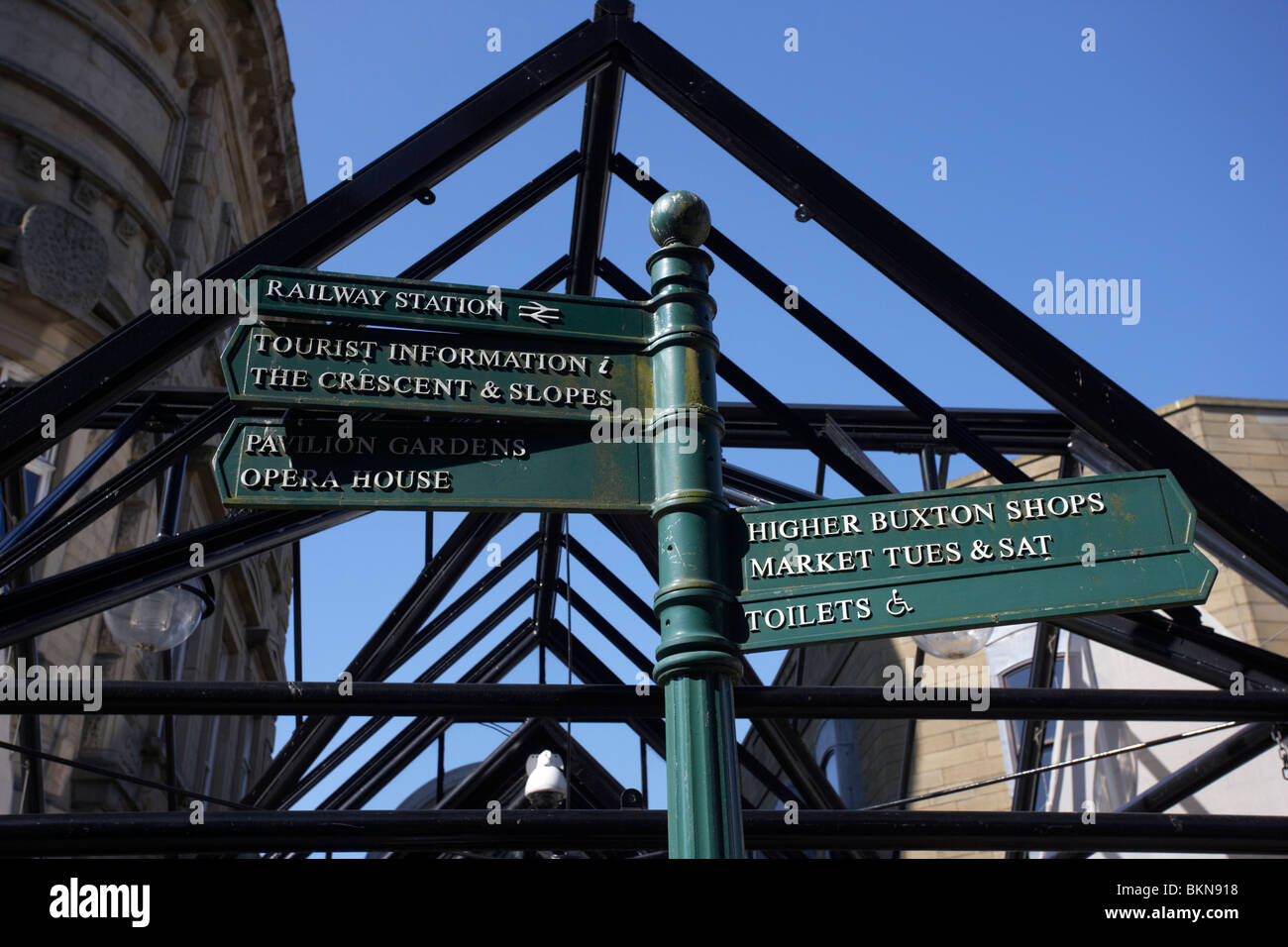 Informationen Wegweiser Buxton Derbyshire England UK Stockfoto