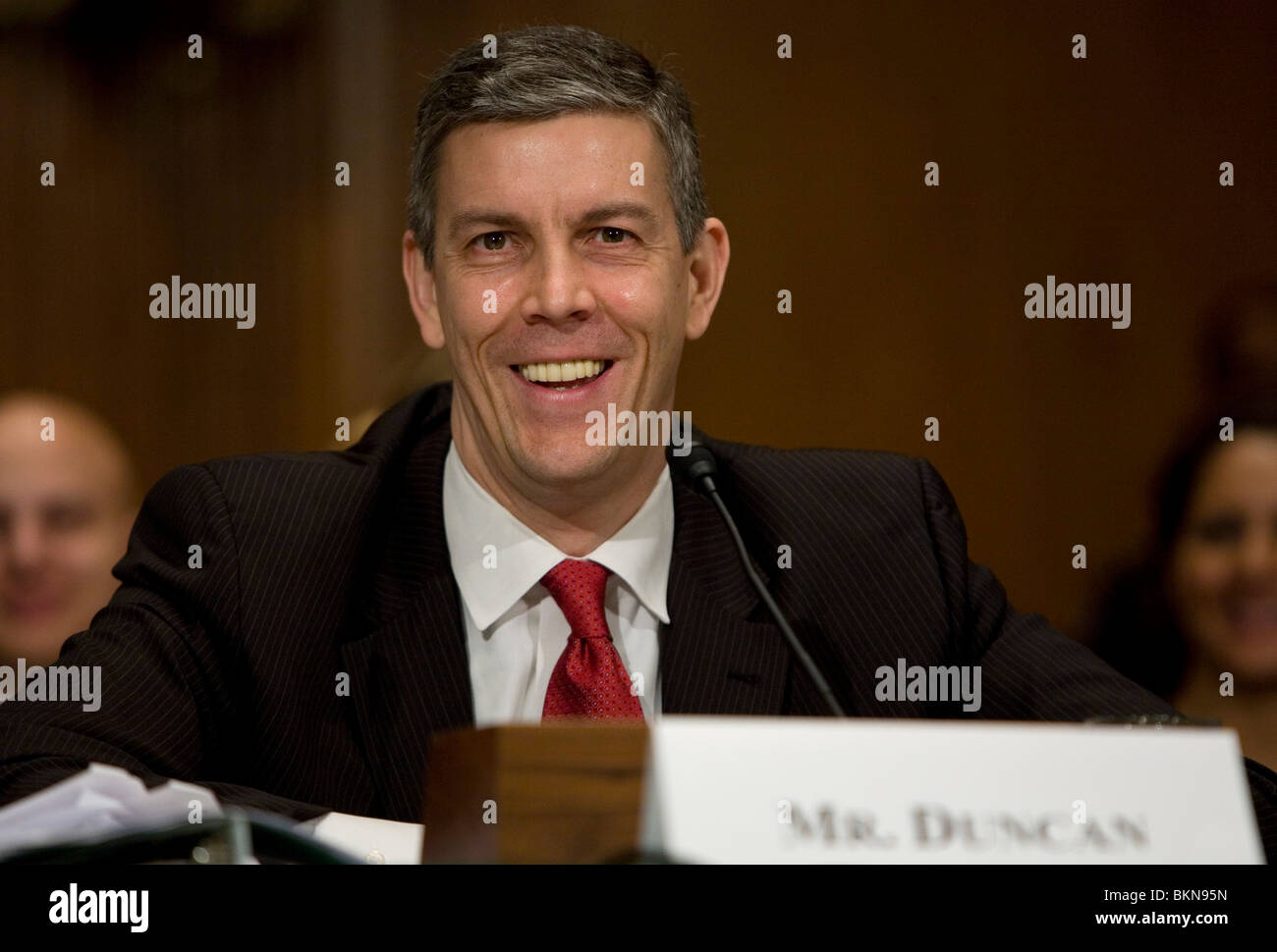 Bildungsminister Arne Duncan bezeugt auf dem Capitol Hill. Stockfoto