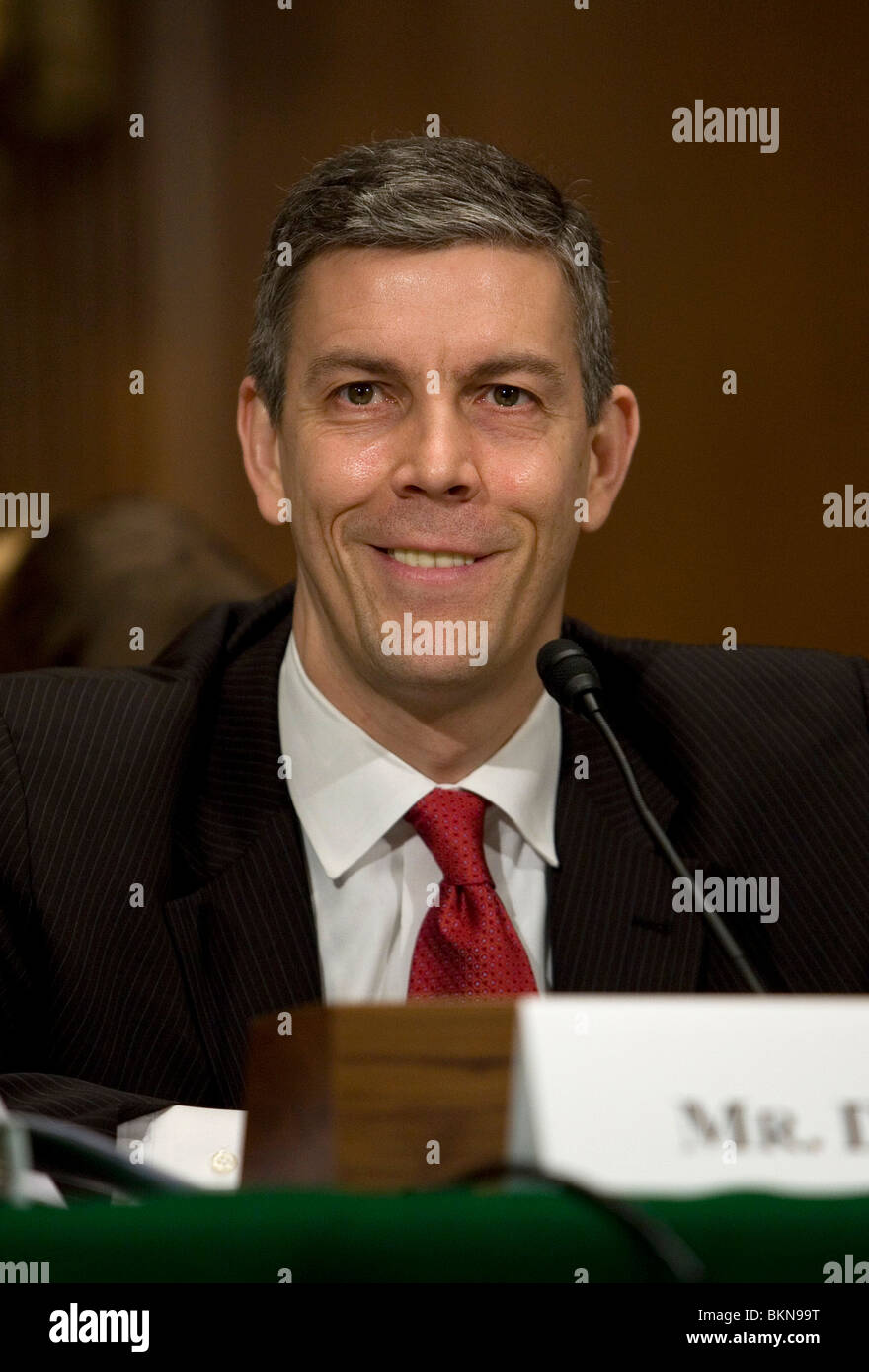 Bildungsminister Arne Duncan bezeugt auf dem Capitol Hill. Stockfoto
