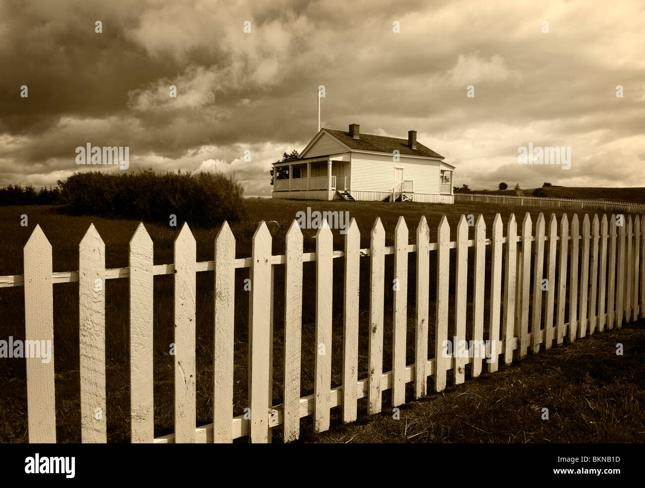 Amerikanischen Lager Offiziere Viertel befindet sich auf der San Juan Insel im National Historic Park im US-Bundesstaat Washington. Website der "Schwein-Krieg". Stockfoto