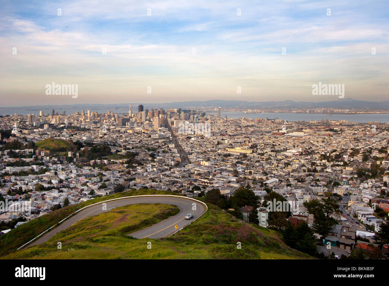 Blick auf San Francisco von Twin Peaks. Stockfoto