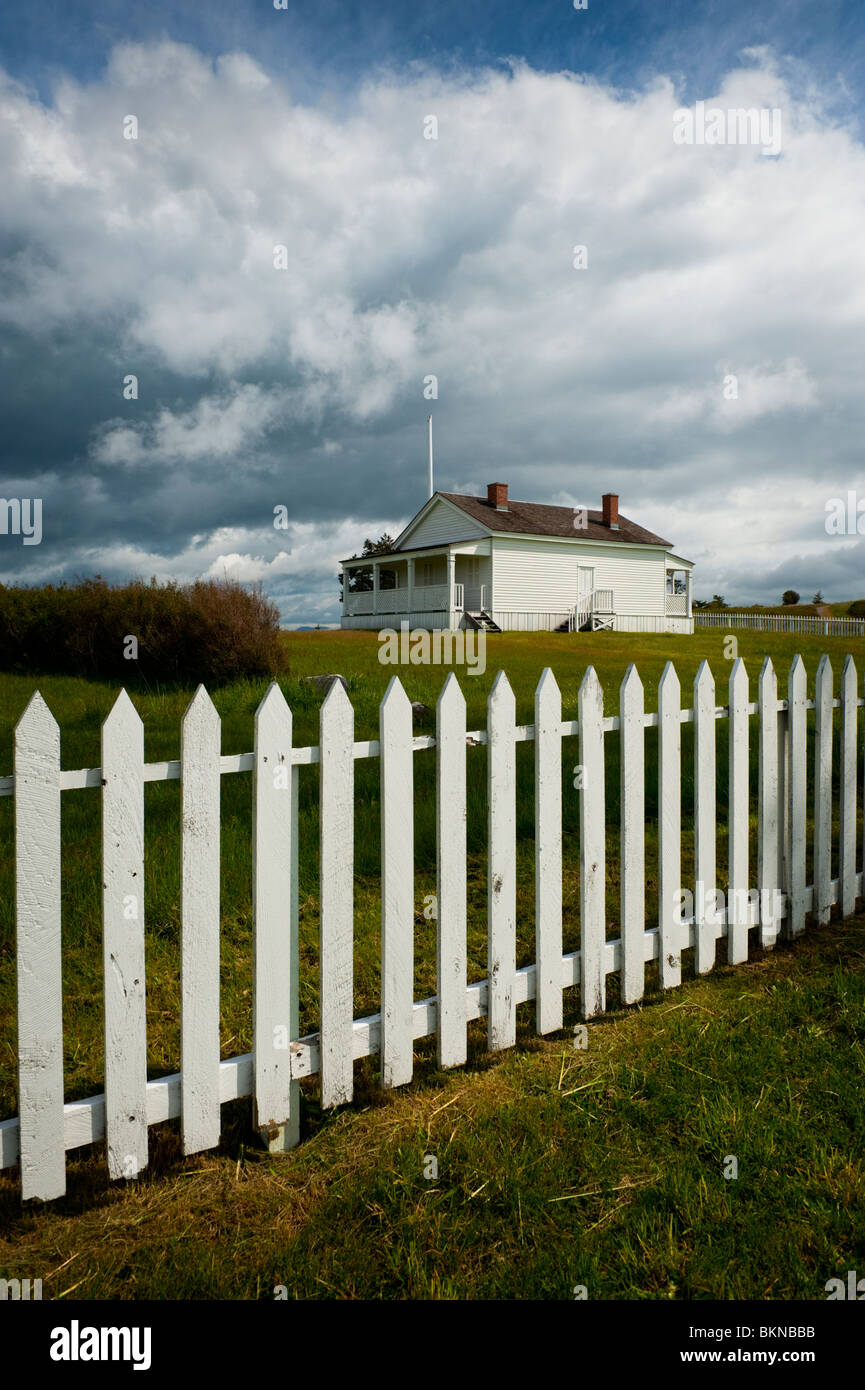 Amerikanischen Lager Offiziere Viertel befindet sich auf der San Juan Insel im National Historic Park im US-Bundesstaat Washington. Website der "Schwein-Krieg". Stockfoto