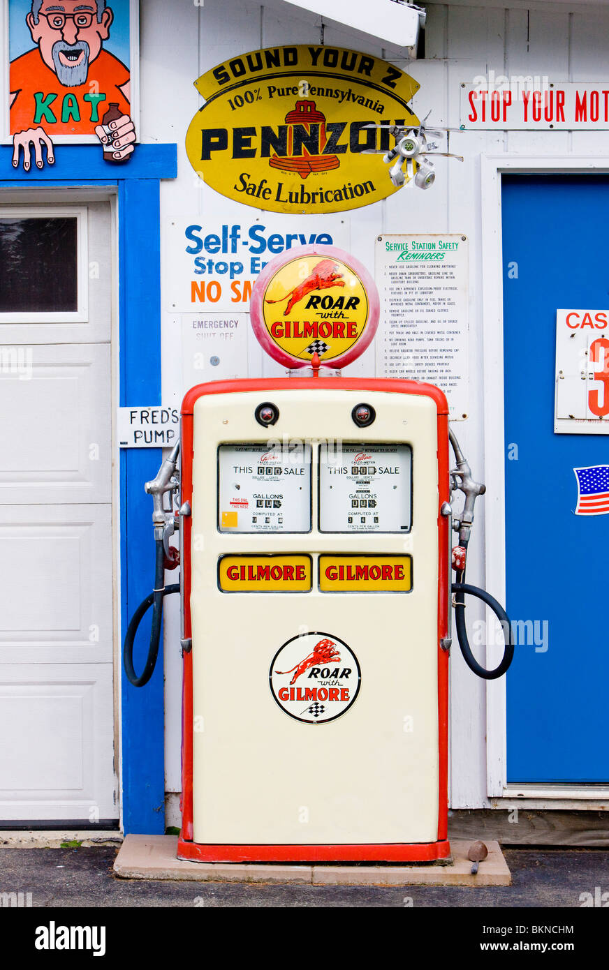 alte Tankstelle, New Hampshire, USA Stockfoto