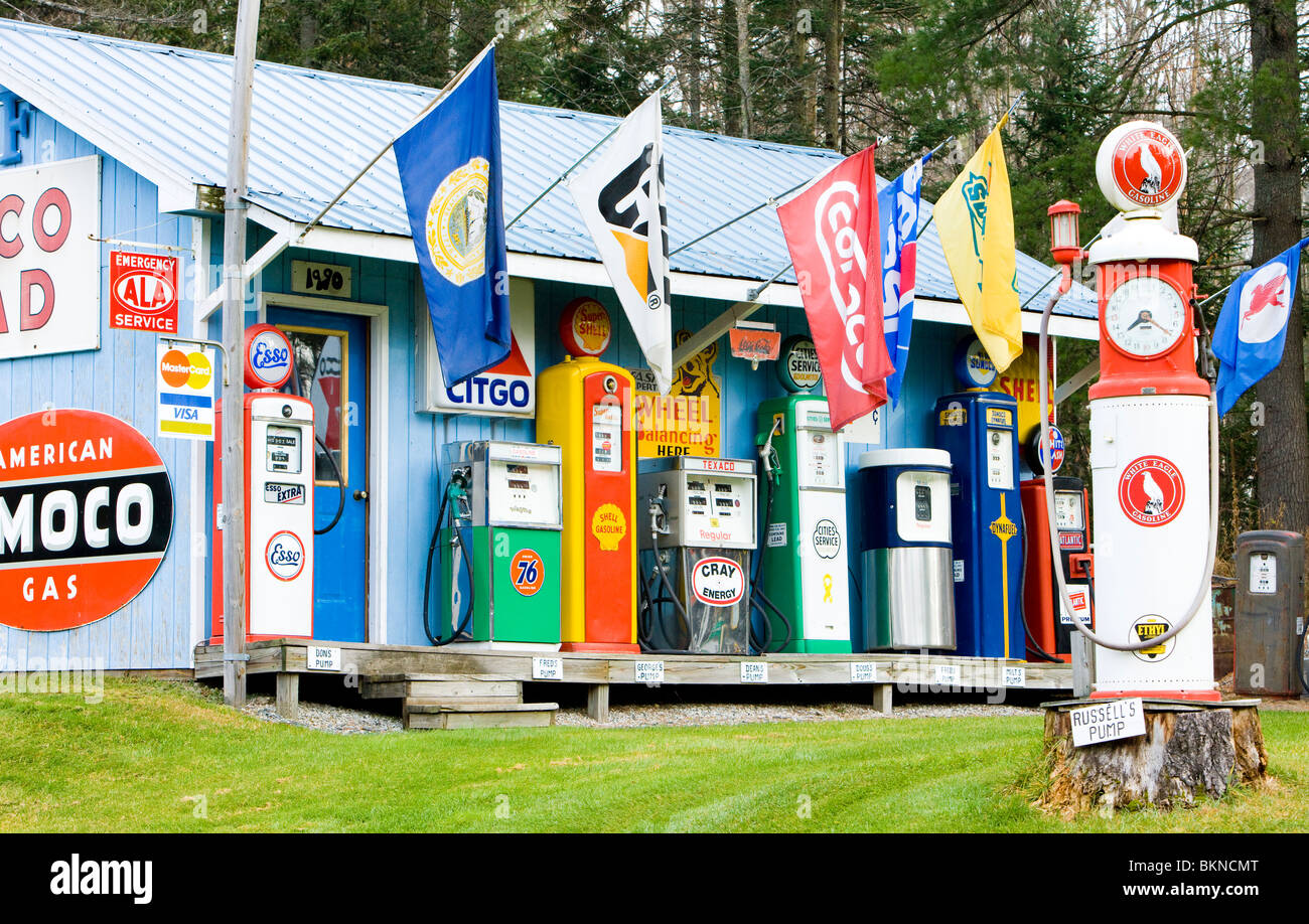 alte Benzin Pumpen, New Hampshire, USA Stockfoto