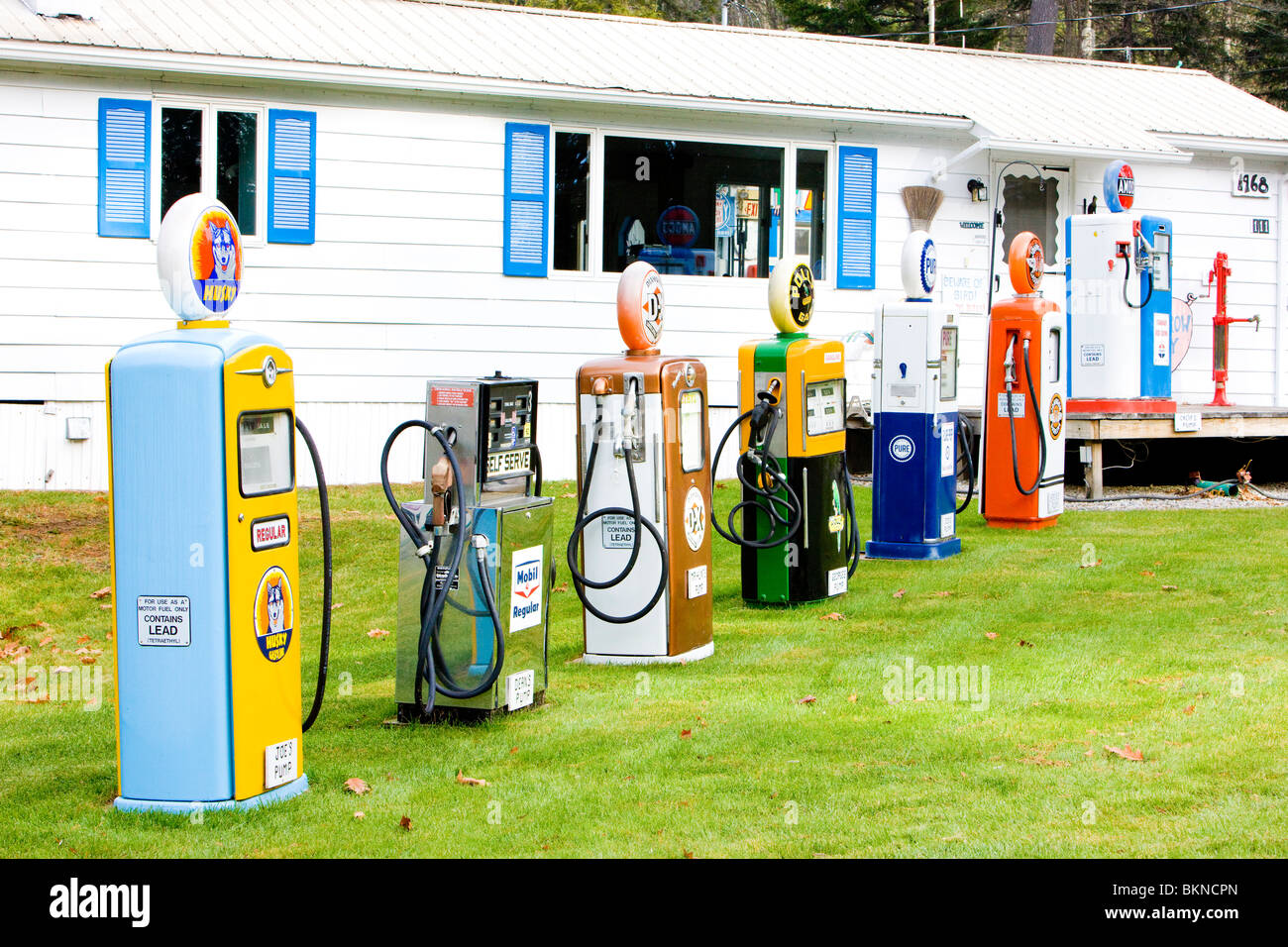 alte Benzin Pumpen, New Hampshire, USA Stockfoto