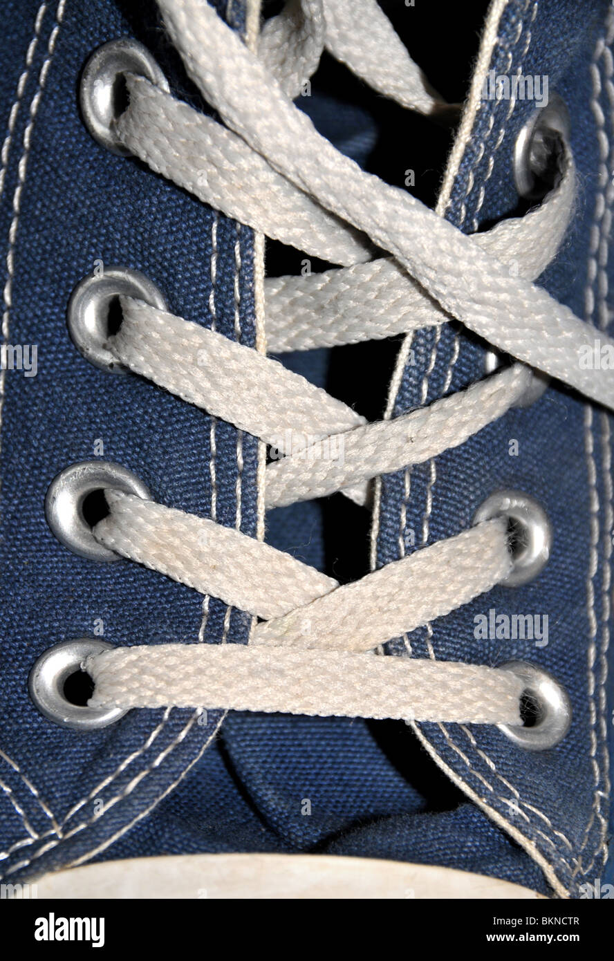 Nahaufnahme von Schnürsenkel eines Baseball-Trainer - Schuh. Stockfoto