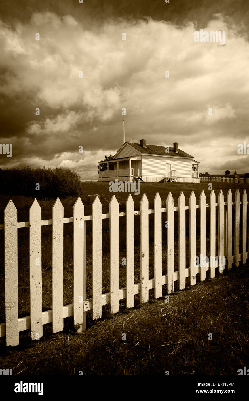 Amerikanischen Lager Offiziere Viertel befindet sich auf der San Juan Insel im National Historic Park im US-Bundesstaat Washington. Website der "Schwein-Krieg". Stockfoto