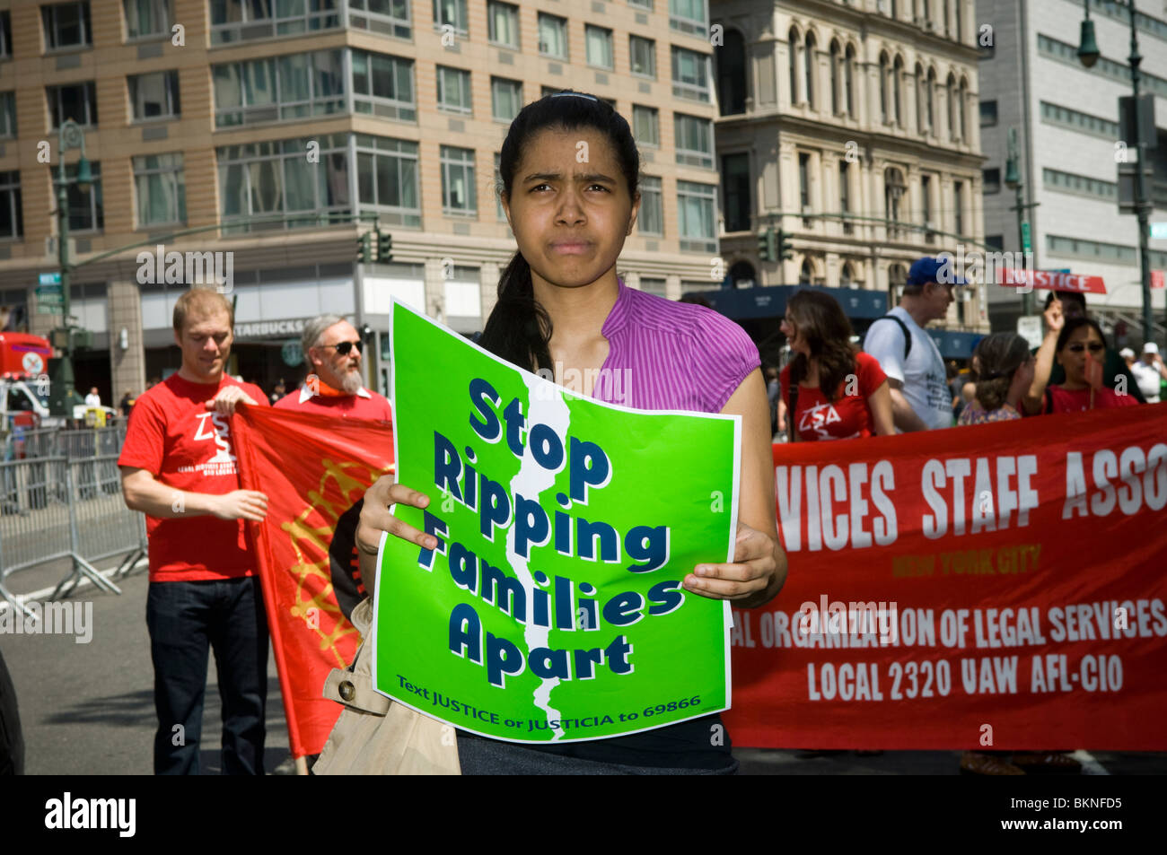 Kundgebung gegen Arizona Anti-Immigration Bill SB 1070 in Lower Manhattan in New Yorl Stockfoto