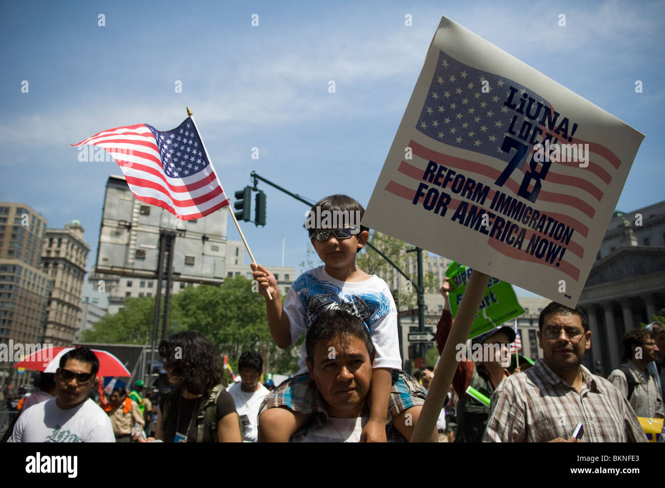 Kundgebung gegen Arizona Anti-Einwanderungsgesetz SB 1070 in Lower Manhattan in New York Stockfoto