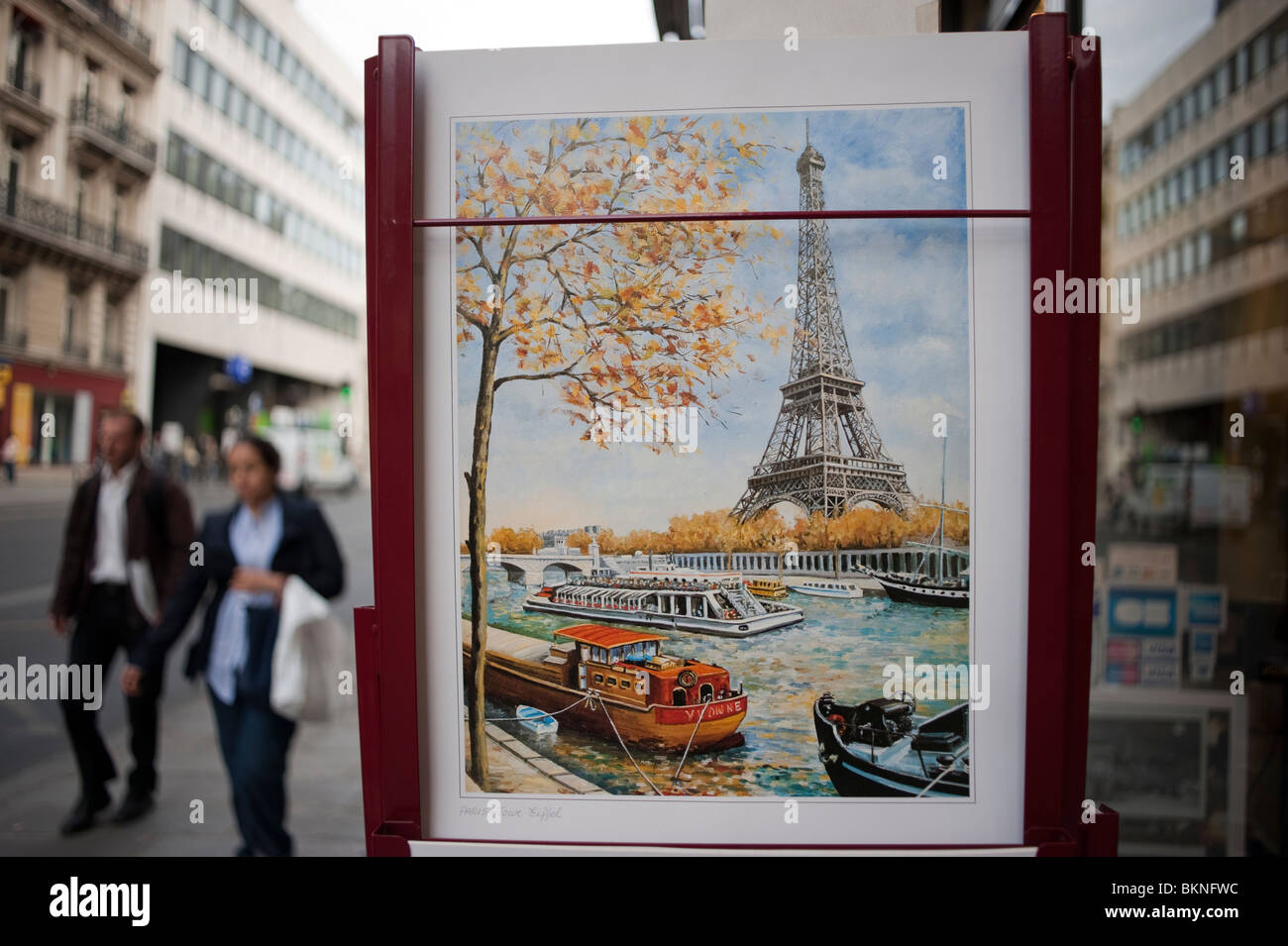 Paris, Frankreich, Eiffelturm Gemälde Reproduktion auf Straße, vor der Tourist Shop Stockfoto