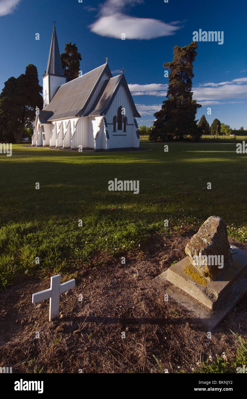 Historische traditionelle hölzerne Kirche auf dem Lande in der Nähe von Nelson New Zealand Stockfoto