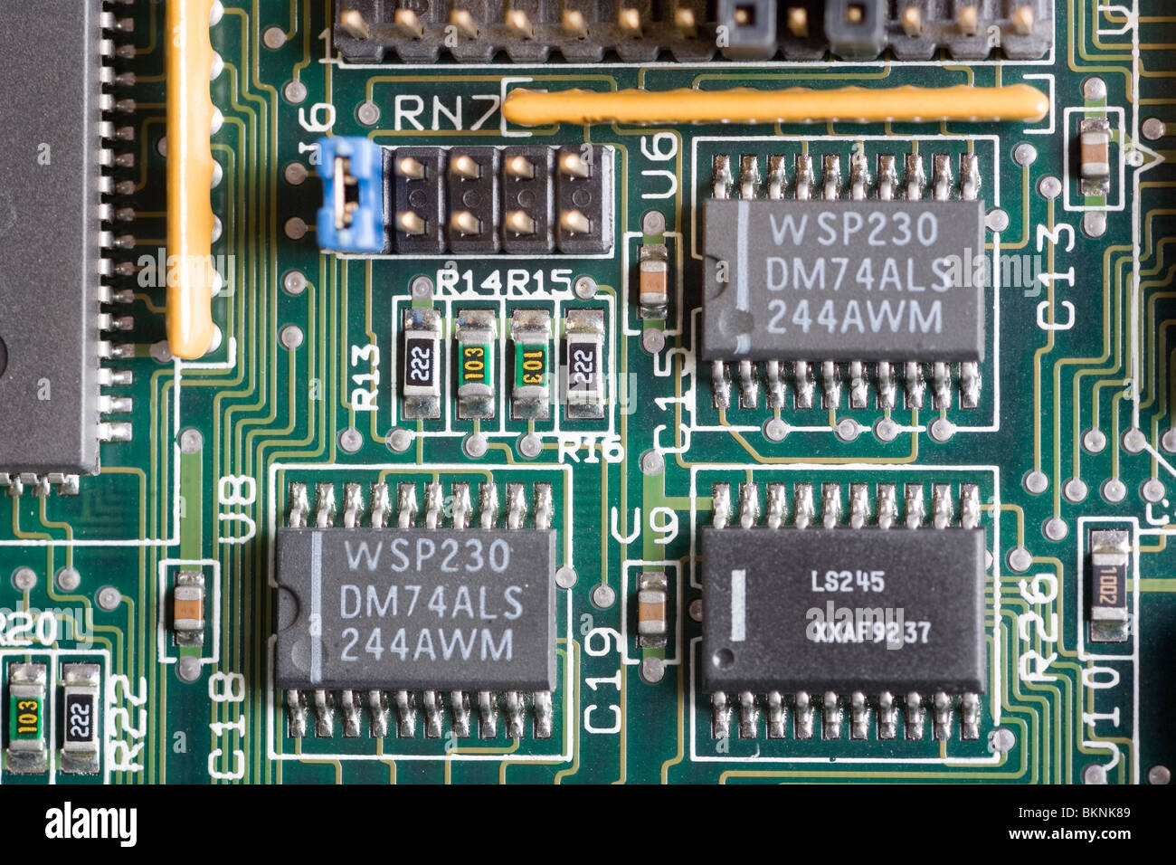 Nahaufnahme der Elektronikplatine Stockfoto