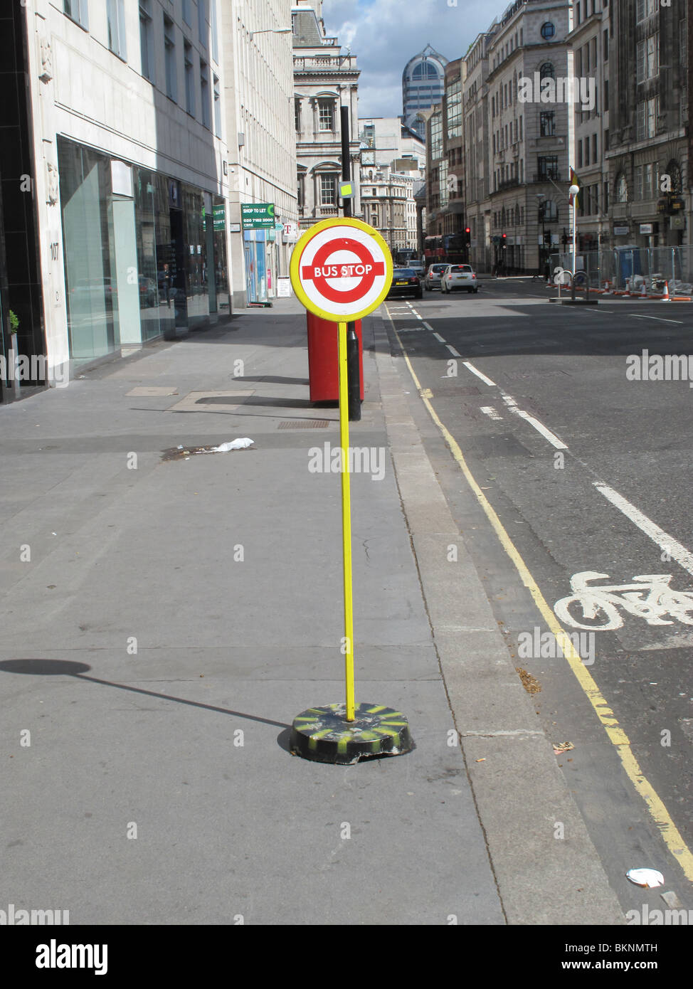 Temporäre Haltestelle London Stockfoto