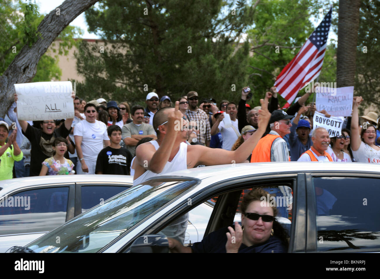 La Gran Marcha am 1. Mai 2010 in Tucson, Arizona, USA, protestieren die Rechnung SB1070, die auf die illegale Einwanderung. Stockfoto