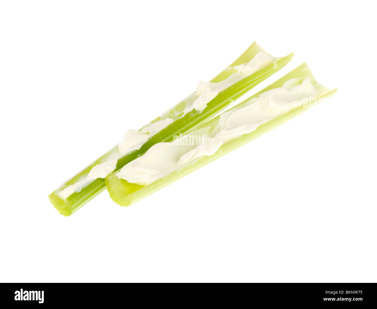 Sellerie-Sticks mit Frischkäse Stockfoto