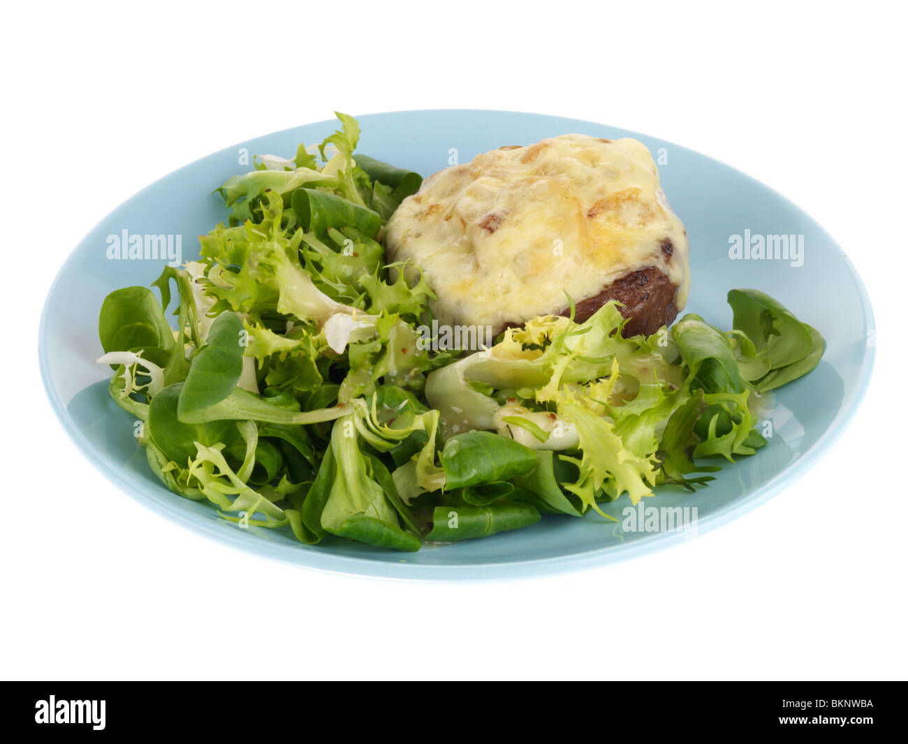 Hamburger Patty mit Salat Stockfoto