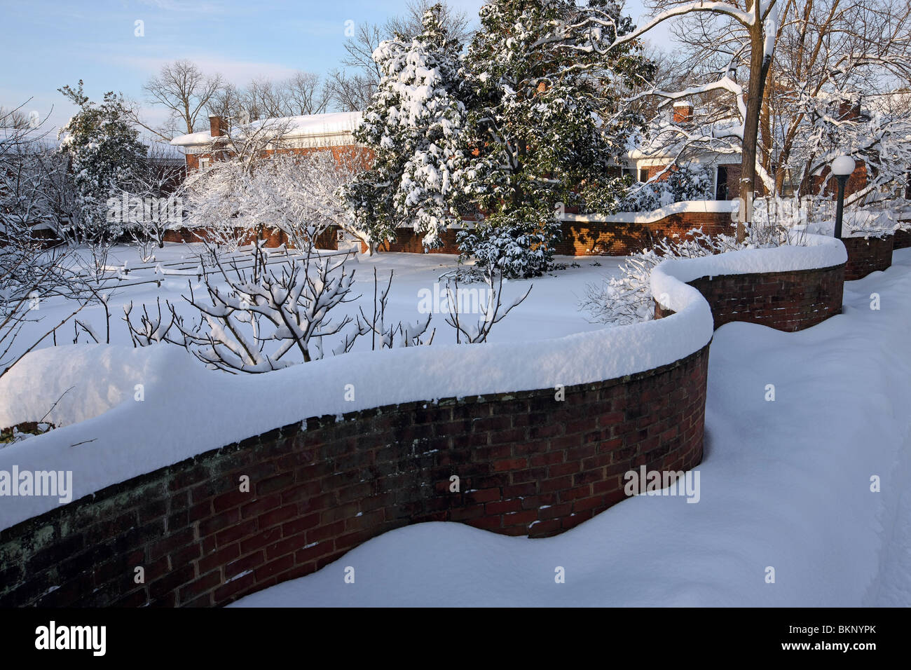 Schneefall in Virginia. Stockfoto