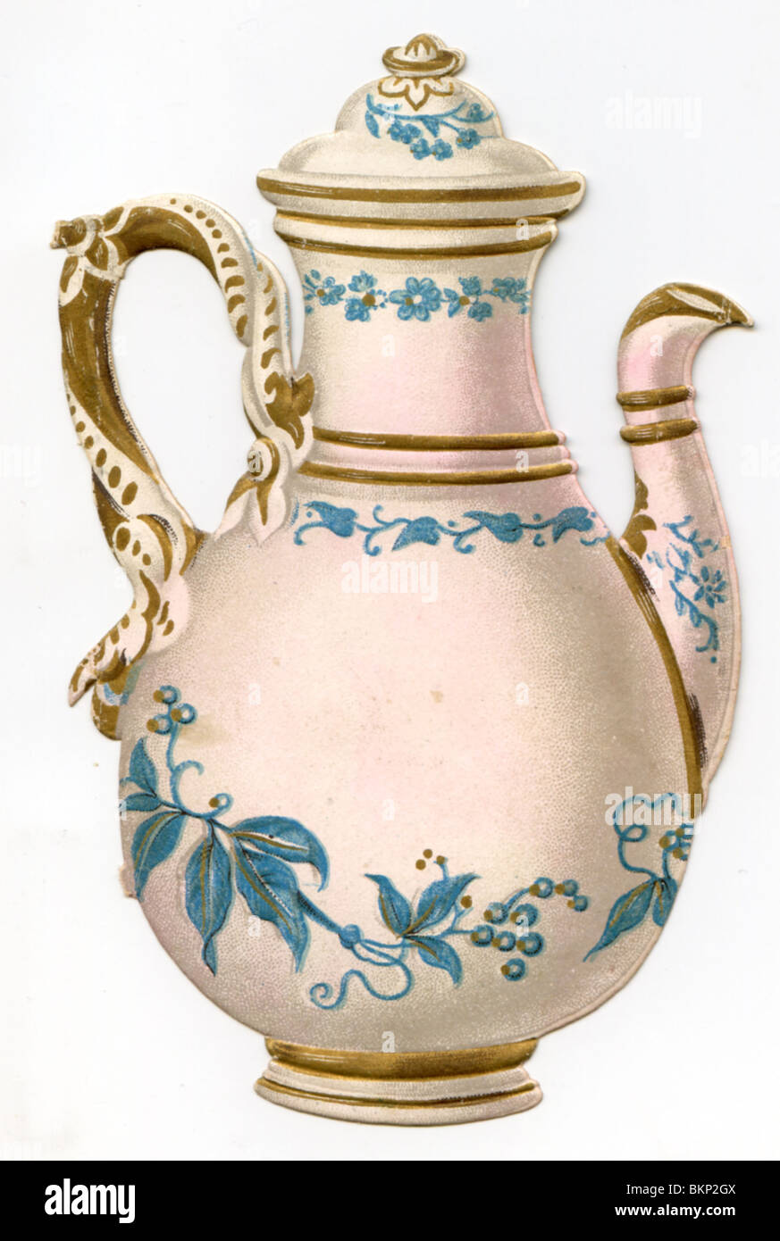 Weiß und blau dekorative Teekanne mit Golddetails Stockfoto