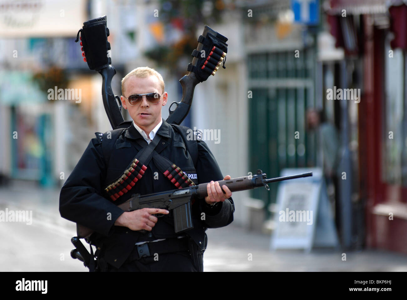 HOT FUZZ-2007 SIMON PEGG Stockfoto