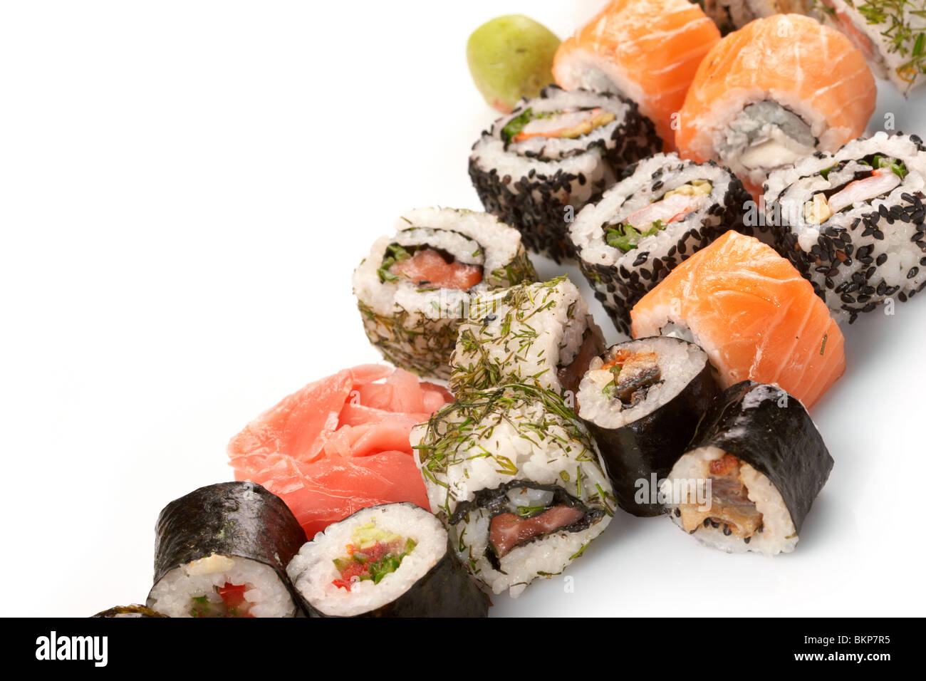 Verschiedene Arten von sushi Stockfoto