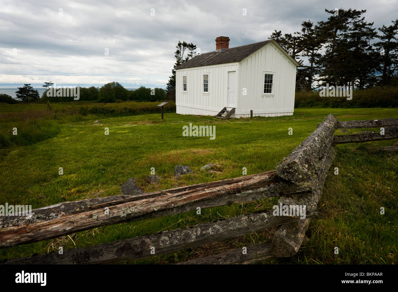 Amerikanischen Lager Offiziere Viertel befindet sich auf der San Juan Insel im National Historic Park im US-Bundesstaat Washington. Website der "Schwein-Krieg". Stockfoto