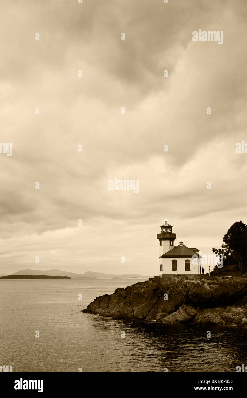 Lime Kiln Leuchtturm befindet sich auf der Westseite des San Juan Island, die größte Insel des Archipels der US-Bundesstaat Washington. Stockfoto