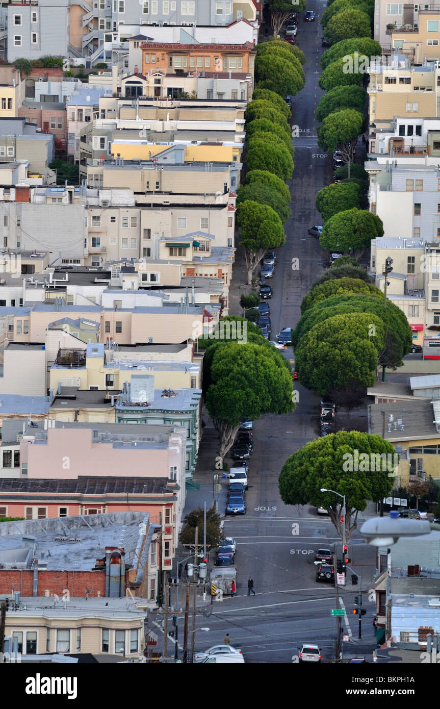 Lombard Street, San Francisco, CA anzeigen Stockfoto