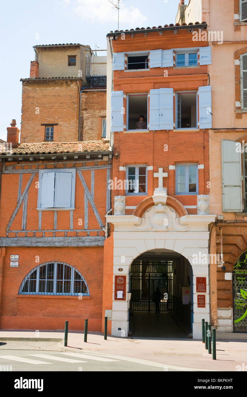 Das katholische Institut von Toulouse Rue de La Fonderie Haute-Garonne Midi-Pyrenäen-Frankreich Stockfoto