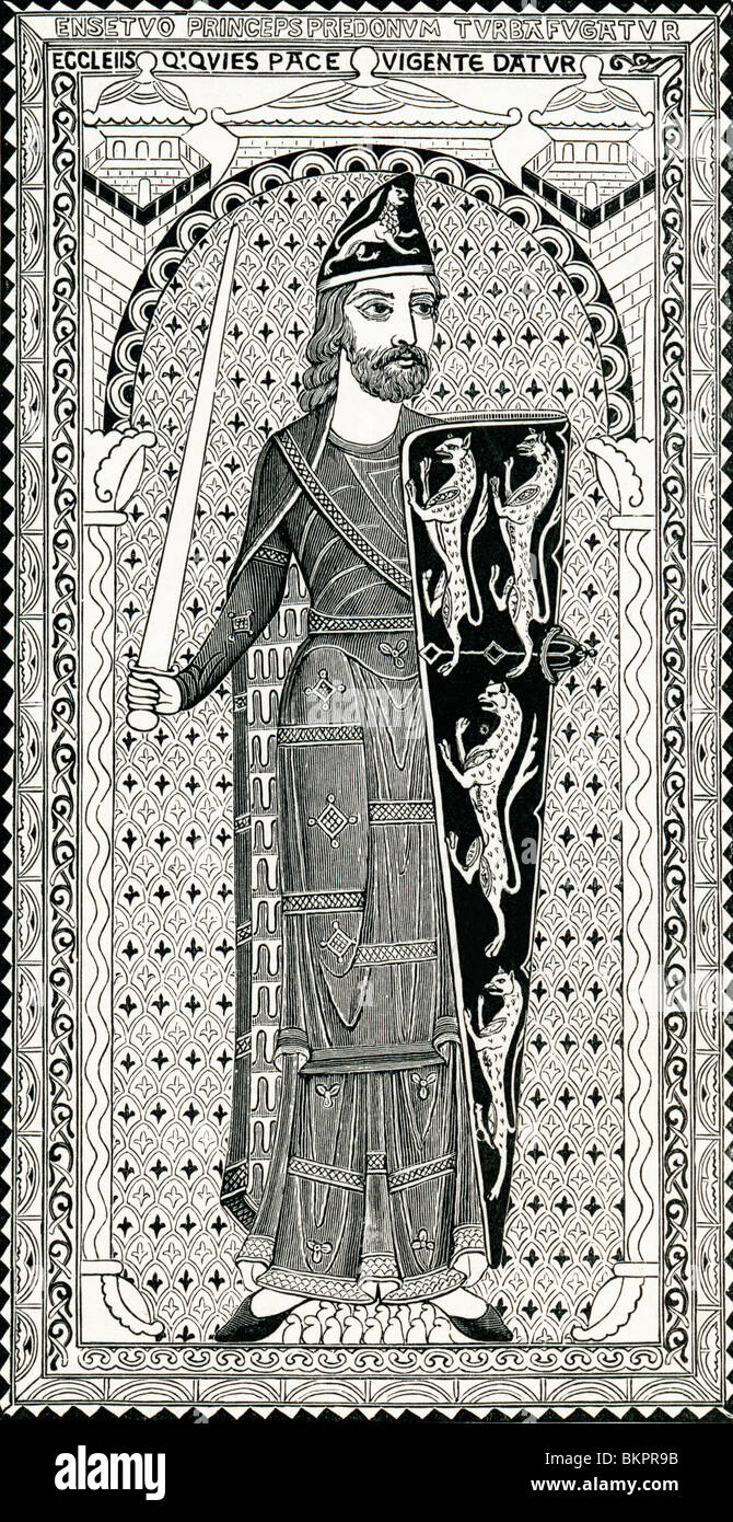 Bildnis von Geoffrey Plantagenet, aus seinem Grab in Le Mans. Geoffrey V, 1113-1151. Stockfoto