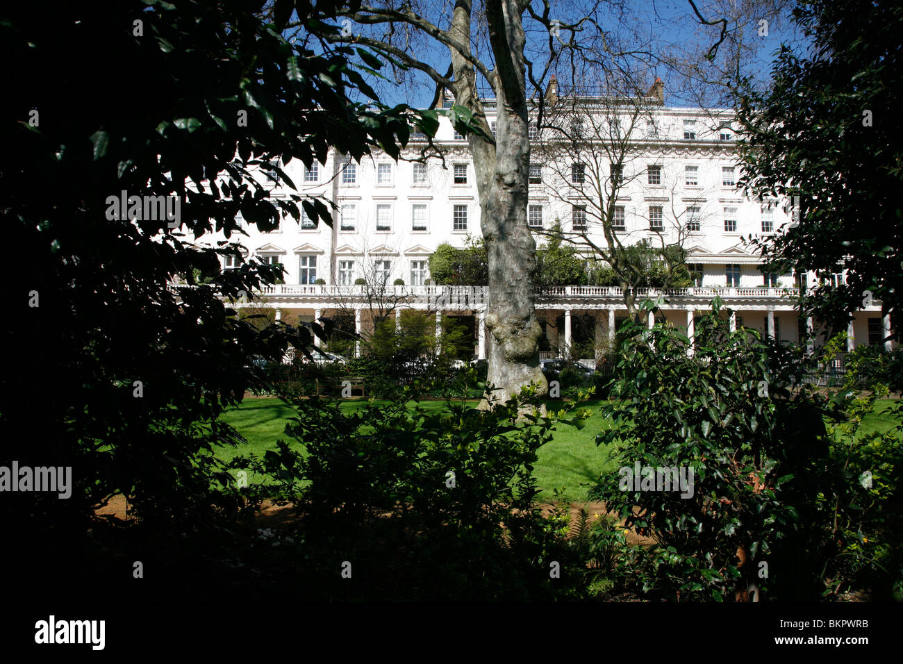 Gemeinschaftsgärten in Eaton Square, Belgravia, London, UK Stockfoto