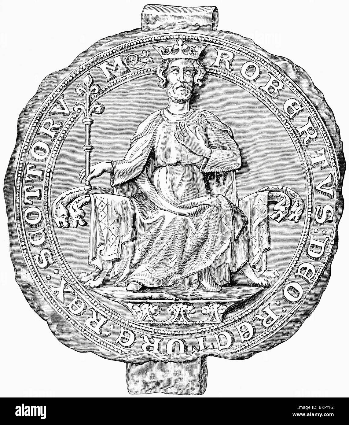 Dichtung von Robert the Bruce, 1274, 1329. König der Schotten. Stockfoto