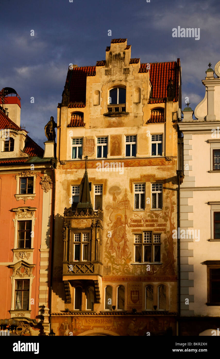 Tschechische Republik, Prag; Eine Fassade auf der südlichen Seite des "Stare Mesto", vom Altstädter Ring Stockfoto