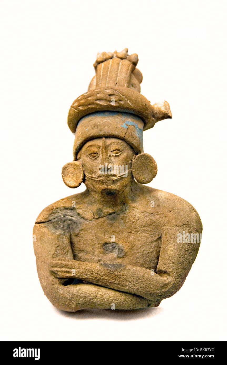 Maya Mexiko Männer Büste bemalte Keramik Kultur Maya Jaina 600 900 AD mesoamerikanischen Stil Stockfoto