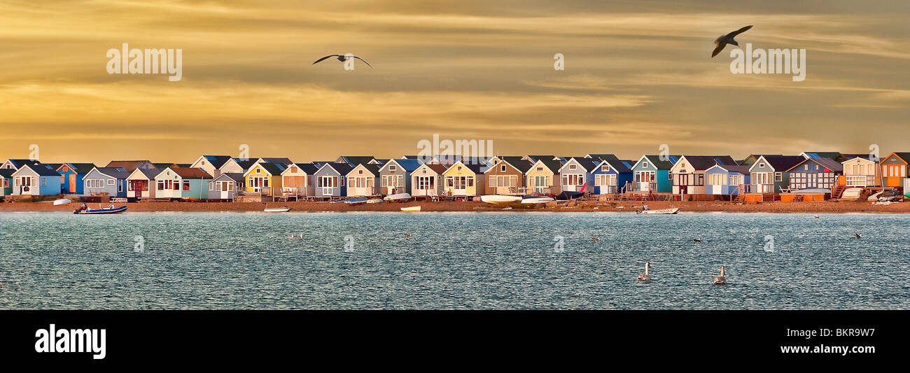 Strand Hütten Mudeford Christchurch Dorset Stockfoto