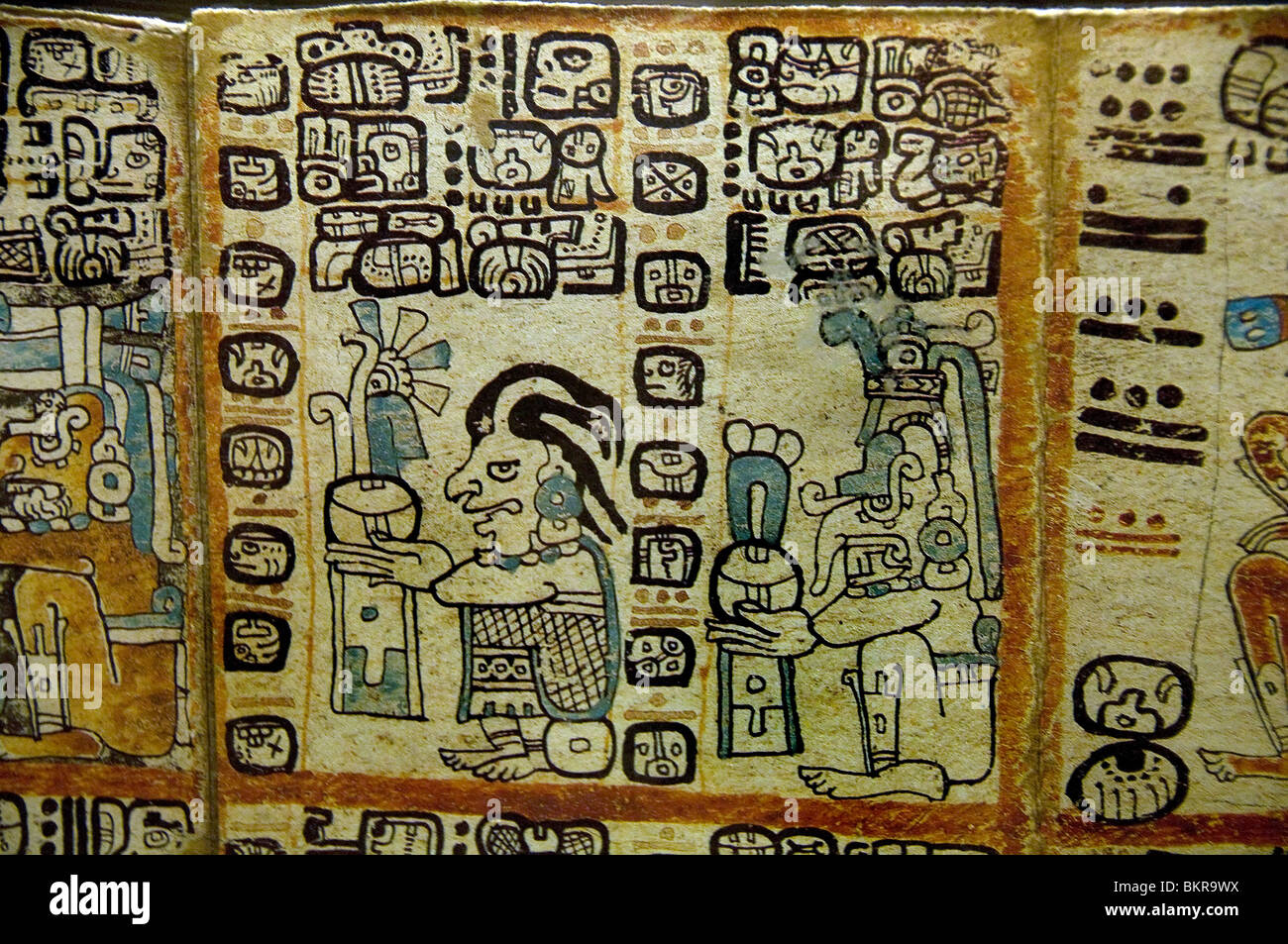 Codex Tro-Cortesianus Maya Kodizes Pre Columbian Maya-Zivilisation in Maya-Hieroglyphen 1250 1500 n. Chr. geschrieben Stockfoto