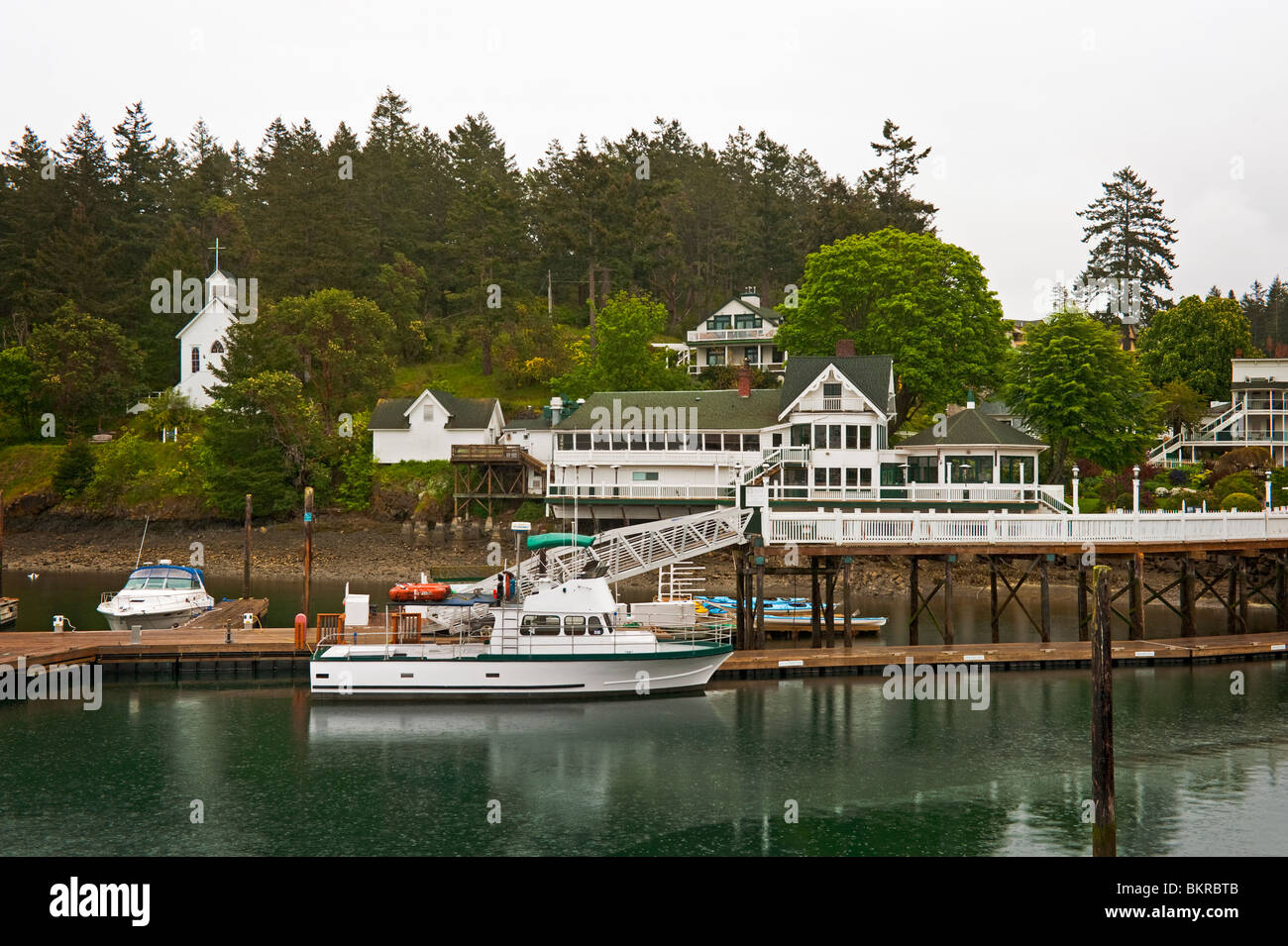 Das historische Dorf von Roche Harbor befindet sich am nördlichen Ende der San Juan Insel im Puget Sound of Washington State. Stockfoto