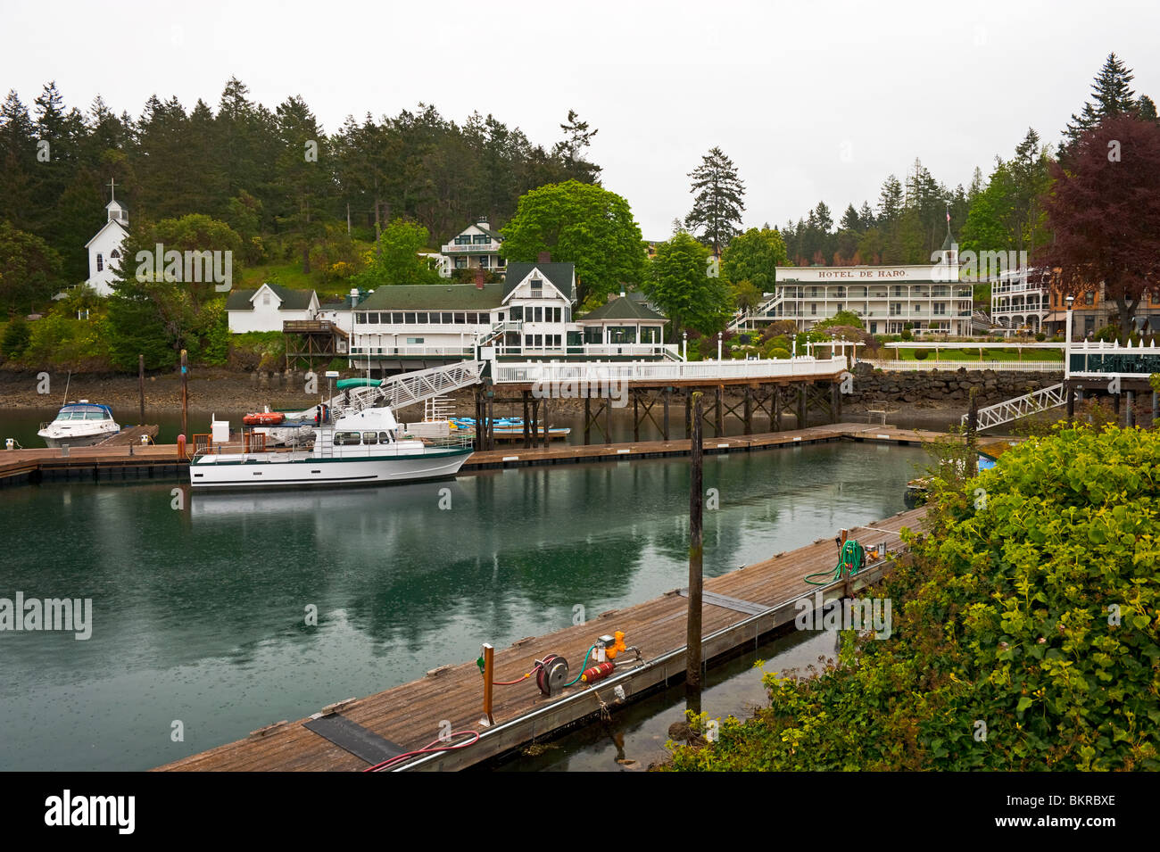 Das historische Dorf von Roche Harbor befindet sich am nördlichen Ende der San Juan Insel im Puget Sound of Washington State. Stockfoto