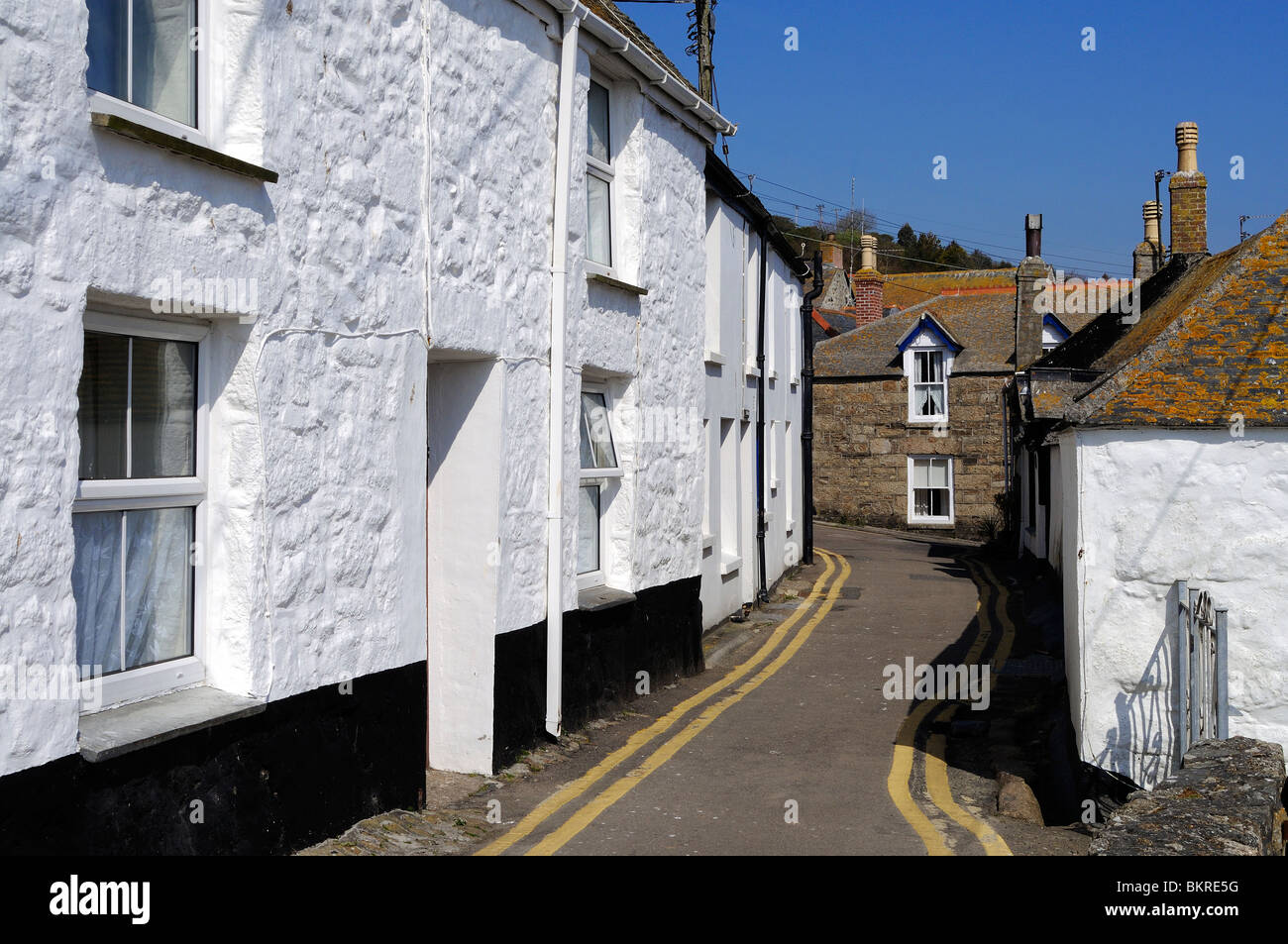 Cottages im Mousehole in Cornwall, Großbritannien Stockfoto