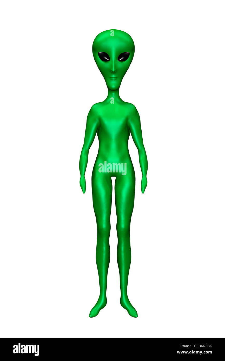 Grüne Alien (3D Illustration). Stockfoto