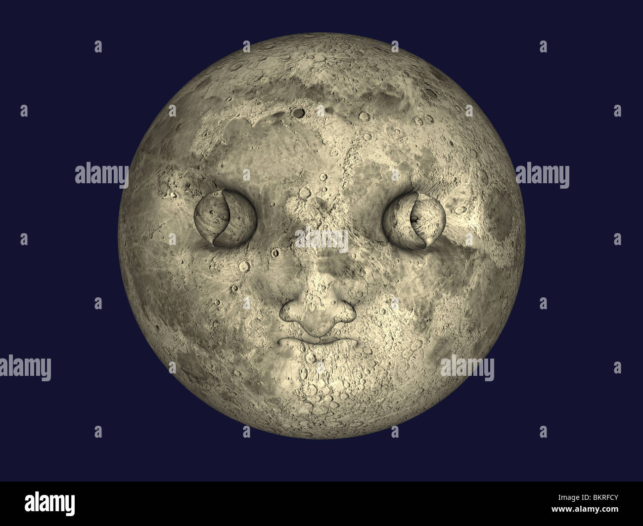 Mann im Mond (3D Illustration) Stockfoto