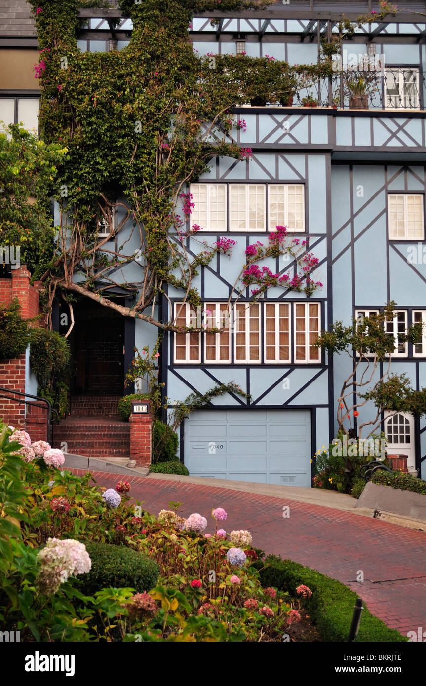 Architektur an der Lombard Street in San Francisco, CA Stockfoto