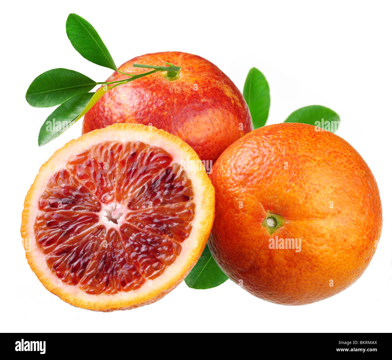 Sizilianische rot-orangen auf einem weißen Hintergrund Stockfoto