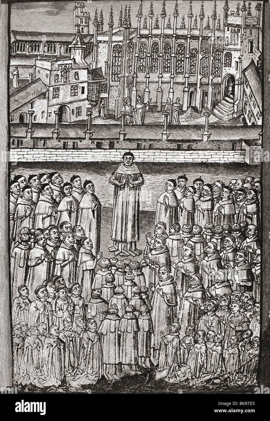 New College, Oxford, England und seine hundert Angestellte c.1453. Stockfoto